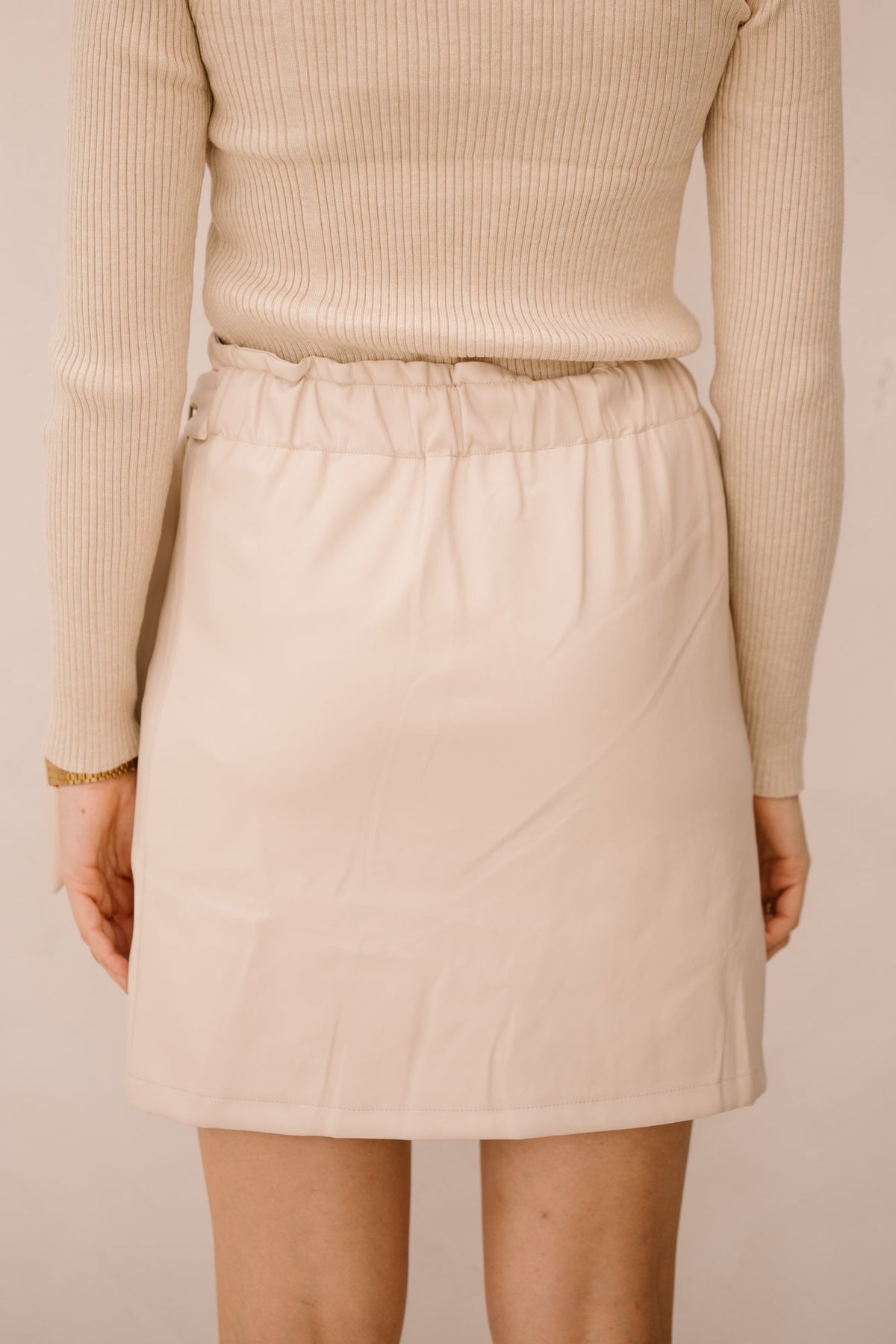 Simone leather skirt beige - Bij Keesje - Bij Keesje The Label