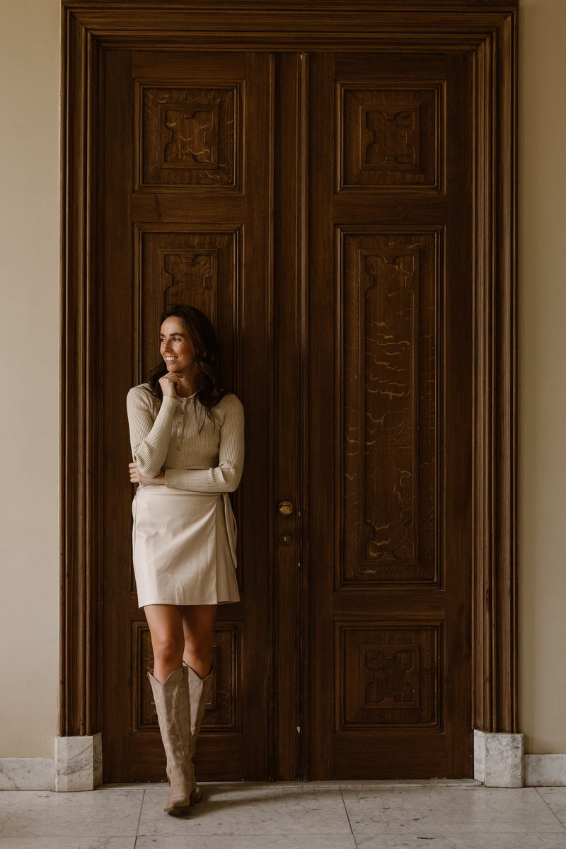 Simone leather skirt beige - Bij Keesje - Bij Keesje The Label