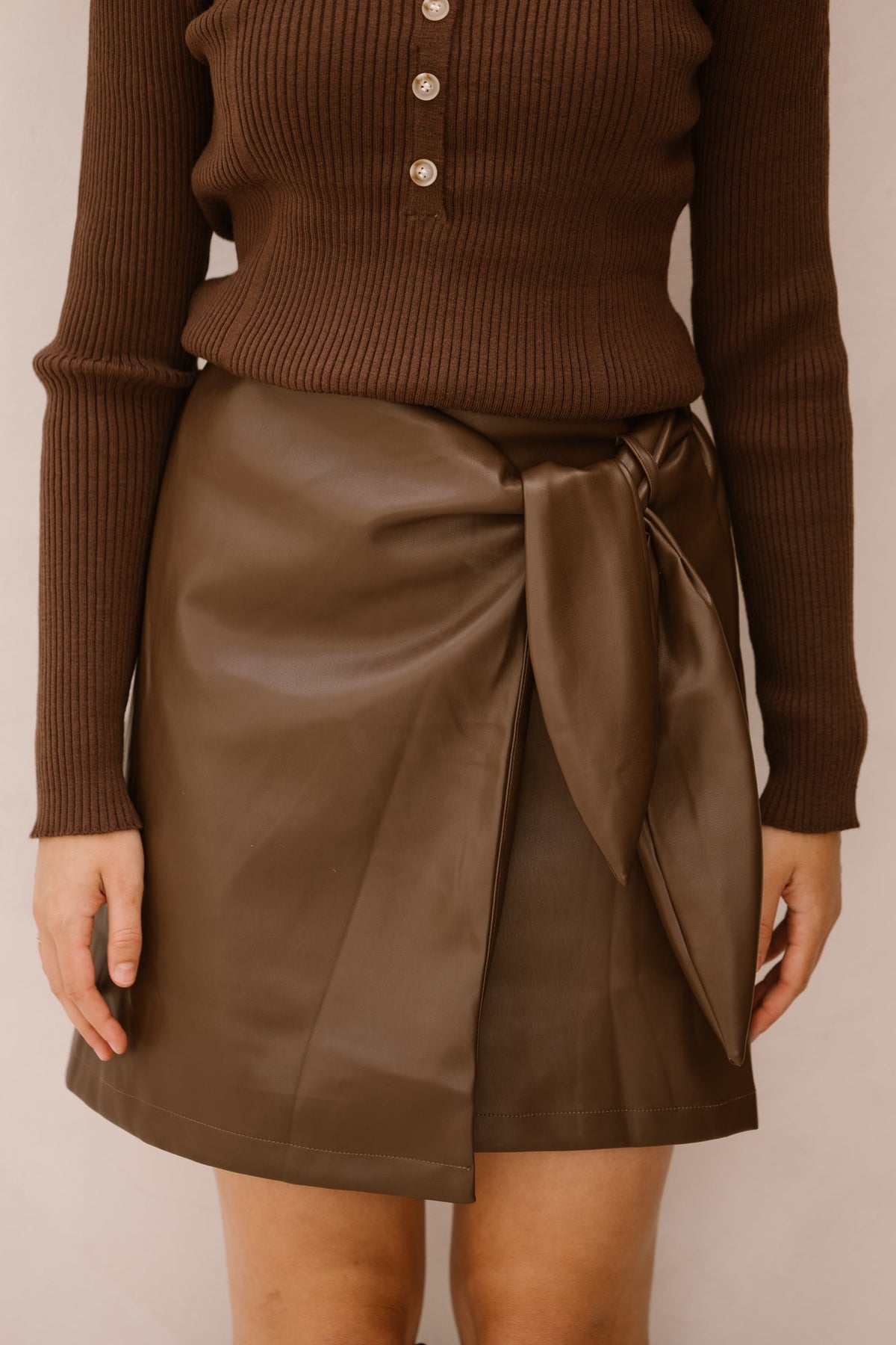 Simone leather skirt brown - Bij Keesje - Bij Keesje The Label