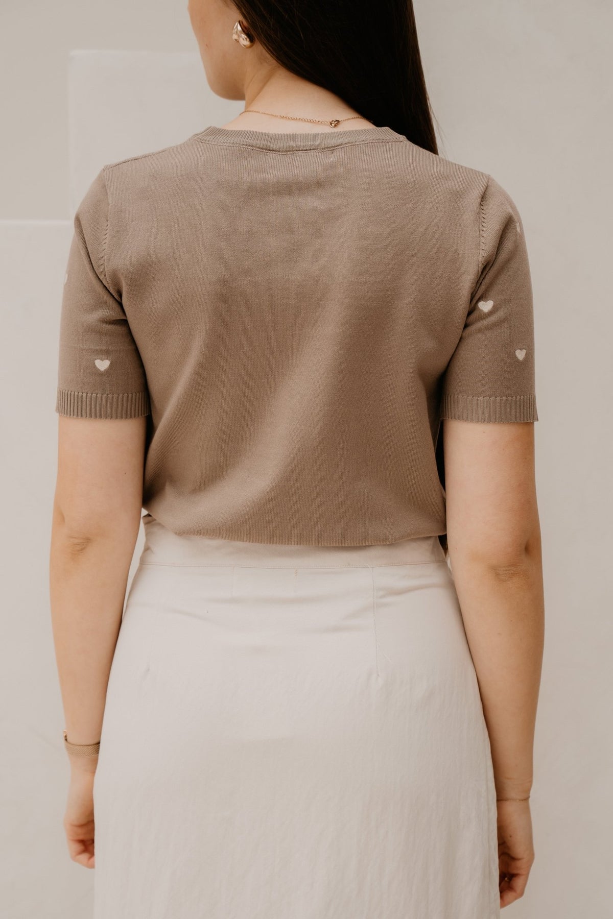Sjanne hart top taupe - Bij Keesje - Bij Keesje - Top