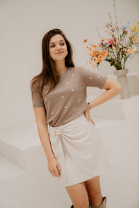 Sjanne hart top taupe - Bij Keesje - Bij Keesje - Top
