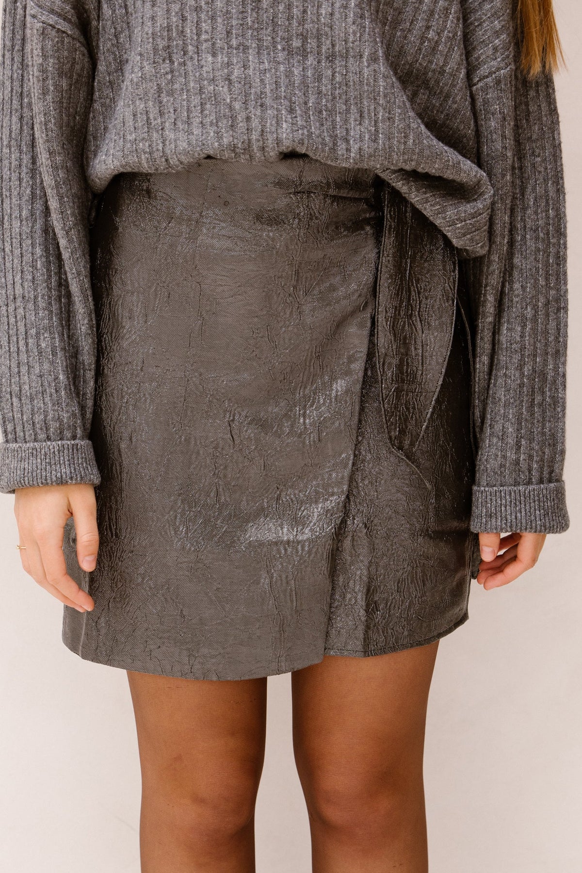 Skirt bow crinkle metallic anthracite 705 - Bij Keesje - Esqualo