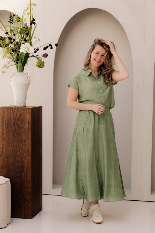 Skirt light crinkle jungle green 14217 - Bij Keesje - Esqualo - rok