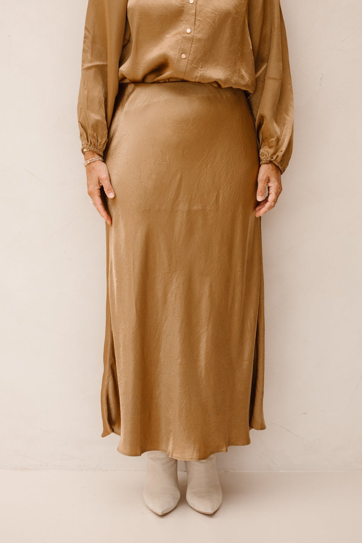 Skirt long acetate Golden Olive F25.15515 - Bij Keesje - Esqualo