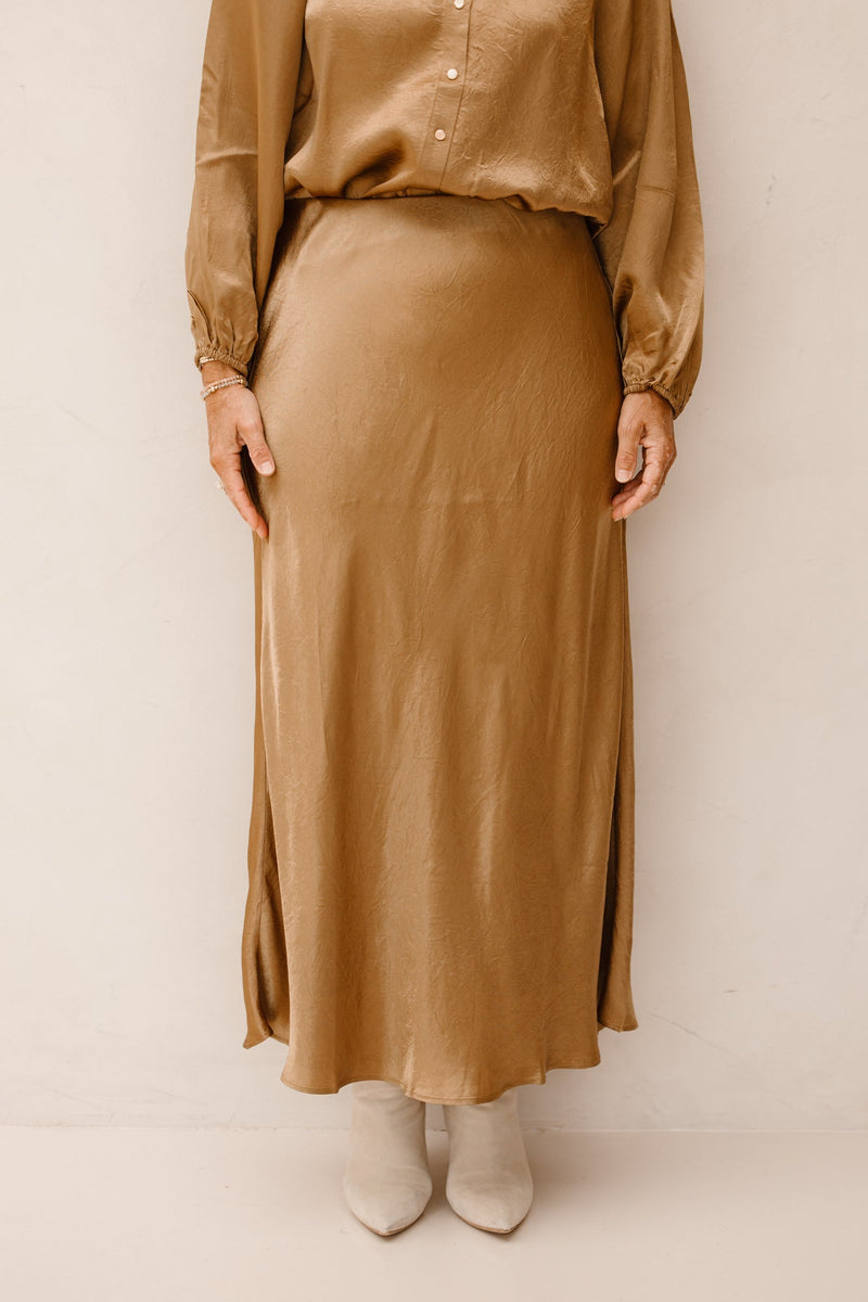 Skirt long acetate Golden Olive F25.15515 - Bij Keesje - Esqualo