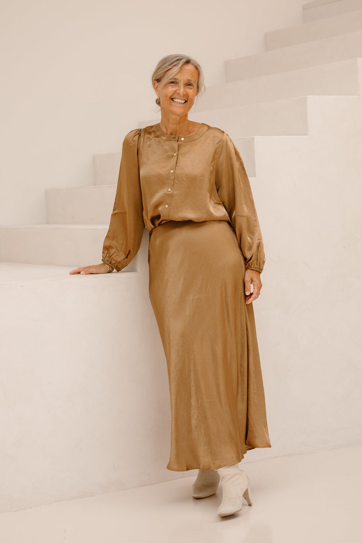 Skirt long acetate Golden Olive F25.15515 - Bij Keesje - Esqualo