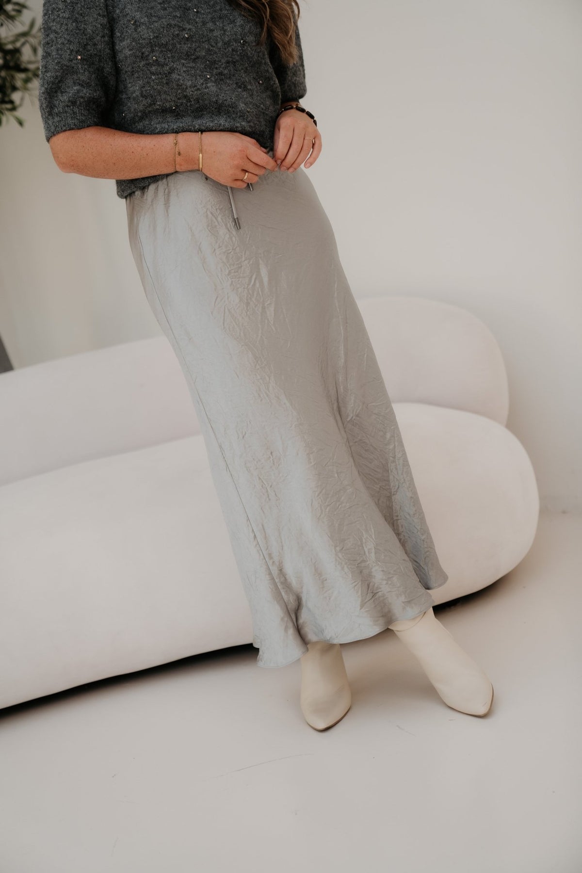 Skirt Long Acetate Light Grey 05547 - Bij Keesje - Esqualo - Rok