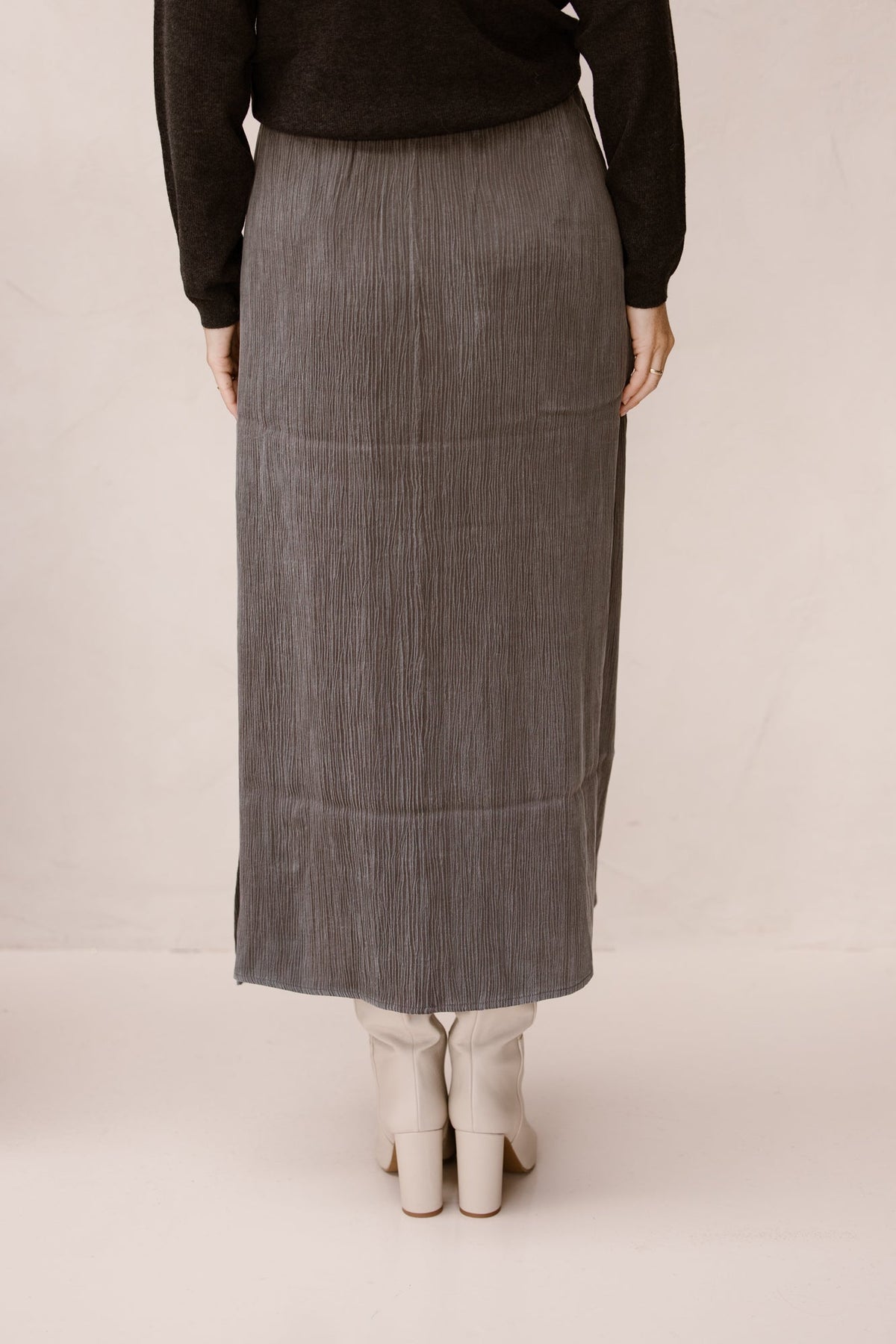 Skirt Long Crinkle Cupro Grey - Bij Keesje - Esqualo
