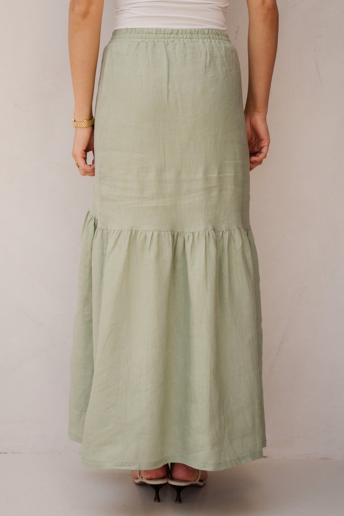 Skirt long linen soft green - 28233 - Bij Keesje - Esqualo - rok