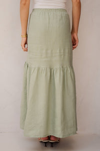 Skirt long linen soft green - 28233 - Bij Keesje - Esqualo - rok