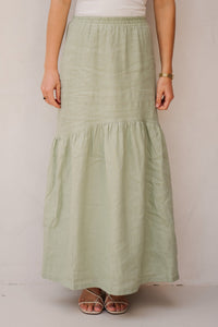 Skirt long linen soft green - 28233 - Bij Keesje - Esqualo - rok