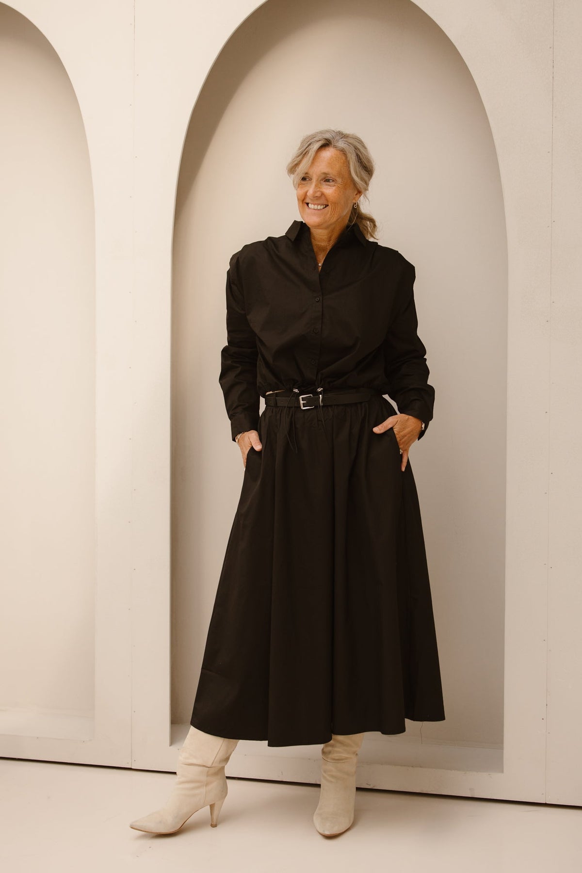 Skirt long poplin pockets poplin Black F25.28534 - Bij Keesje - Esqualo