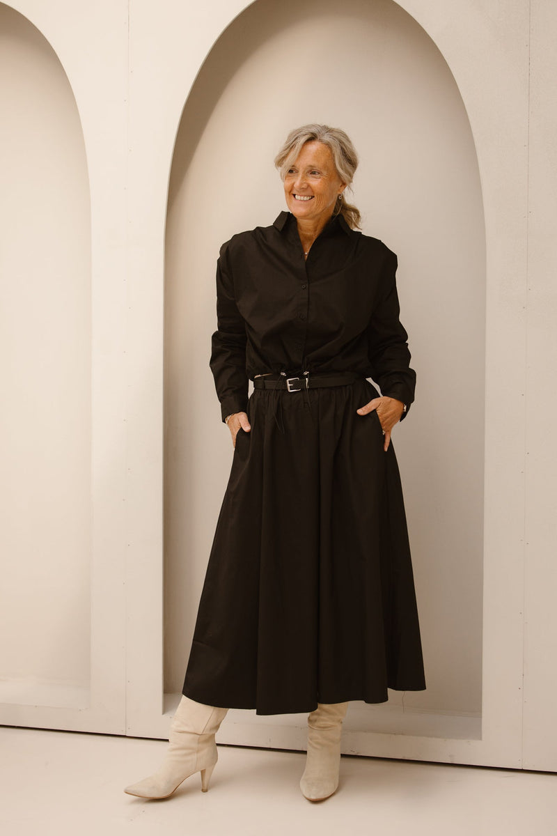 Skirt long poplin pockets poplin Black F25.28534 - Bij Keesje - Esqualo