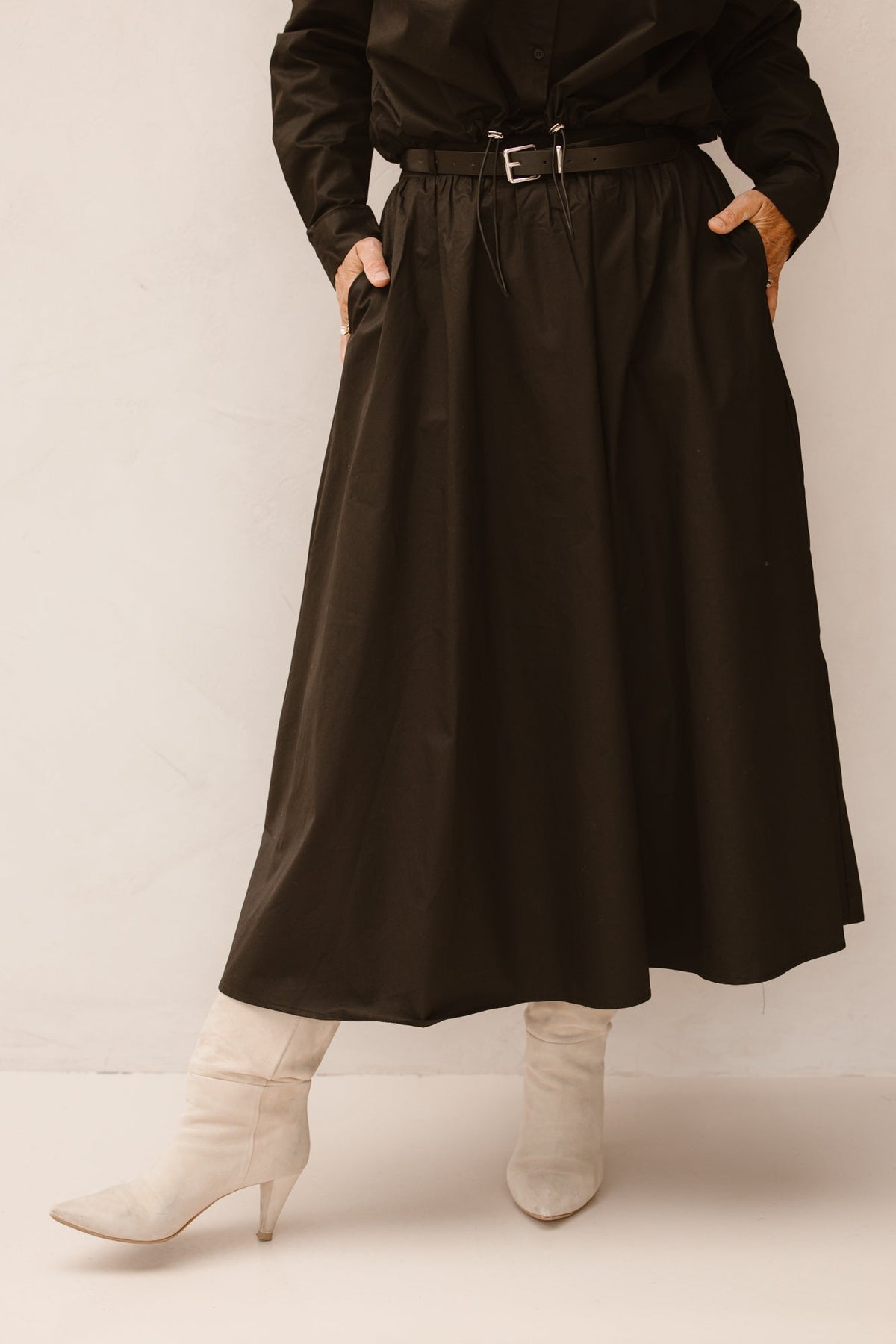 Skirt long poplin pockets poplin Black F25.28534 - Bij Keesje - Esqualo