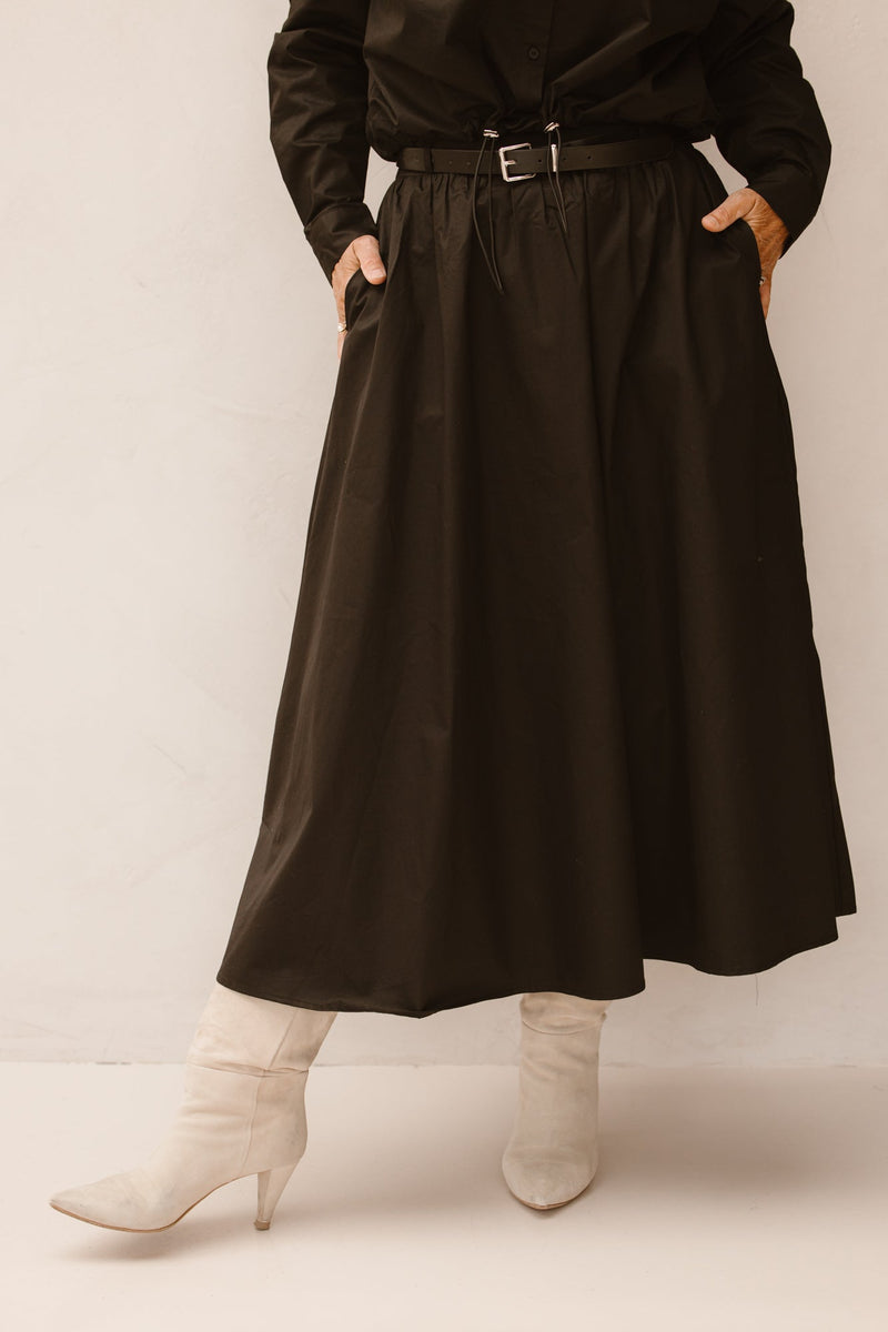 Skirt long poplin pockets poplin Black F25.28534 - Bij Keesje - Esqualo