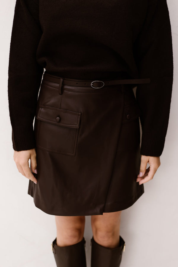 Skirt PU Cacao 11507 - Bij Keesje - Esqualo - Rokken