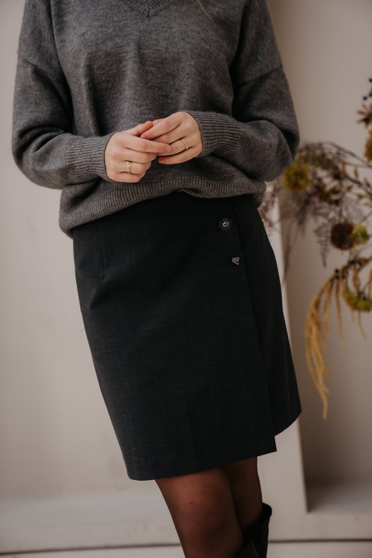 Skirt short Lurex Fancy Charcoal 10716 - Bij Keesje - Esqualo - Rok