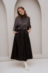 Skirt Wide PU Dark Grey