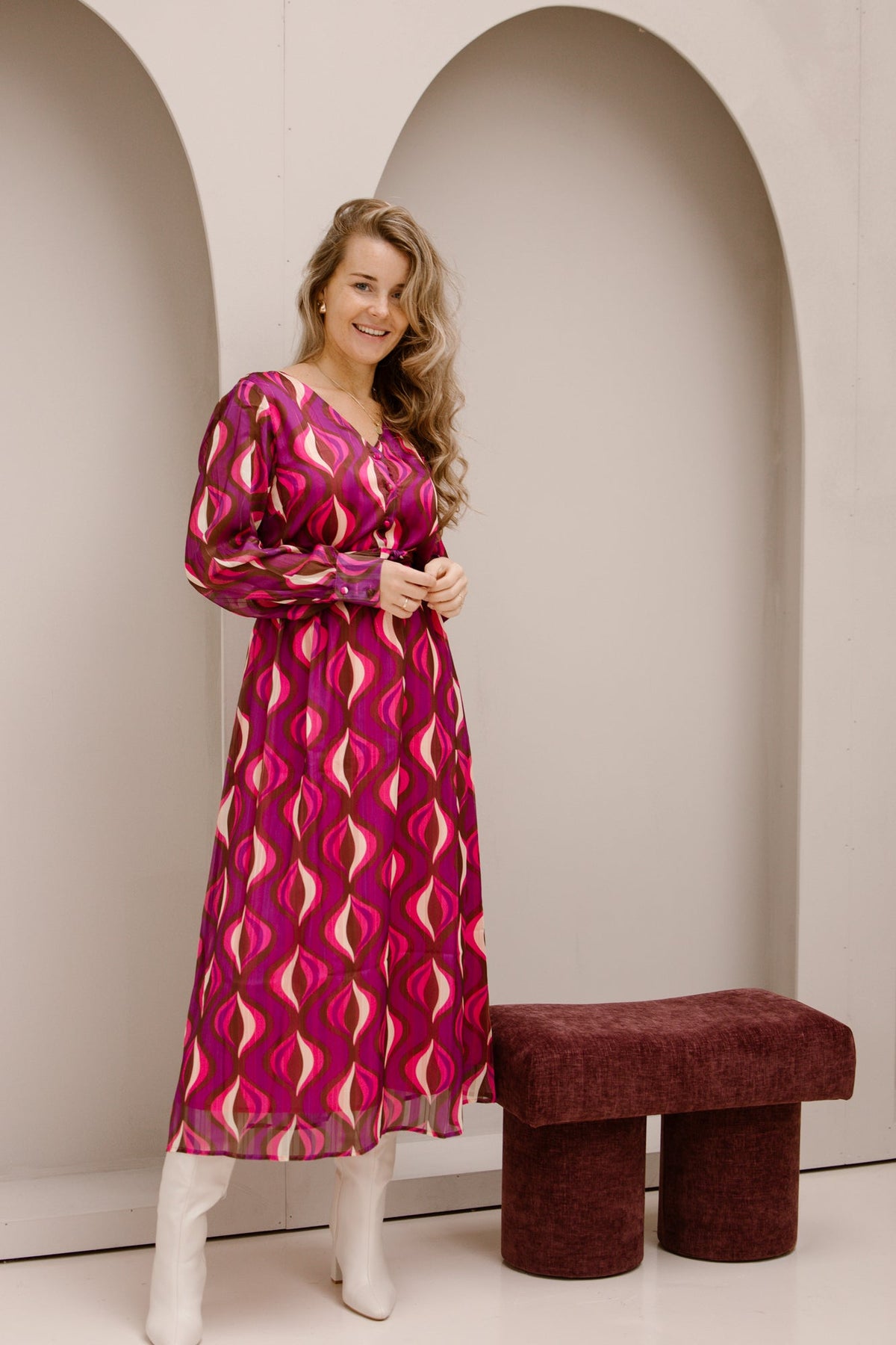 SL dress aubergine multicolour 25773 - Bij Keesje - Smashed Lemon