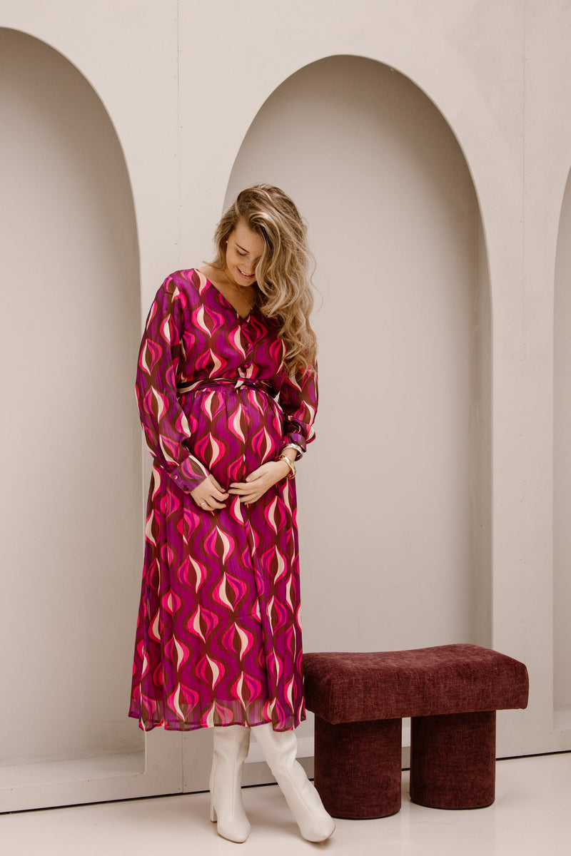 SL dress aubergine multicolour 25773 - Bij Keesje - Smashed Lemon