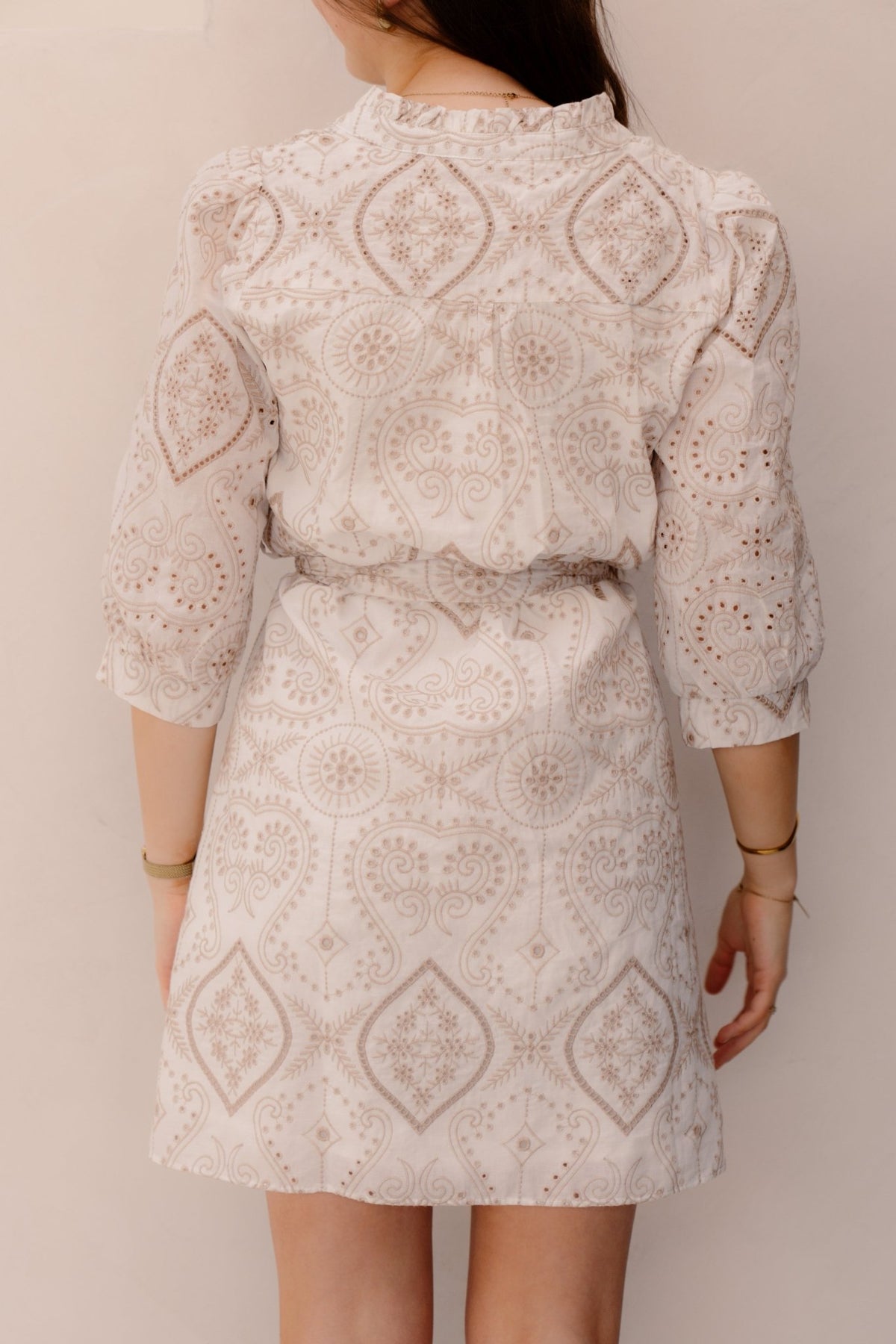 SL Dress White - Dark Sand 26132 - Bij Keesje - Smashed Lemon - Jurk