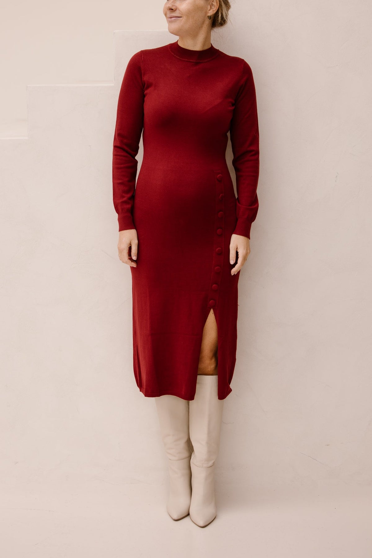 SL knit dress 25503 bordeaux - Bij Keesje - Smashed Lemon