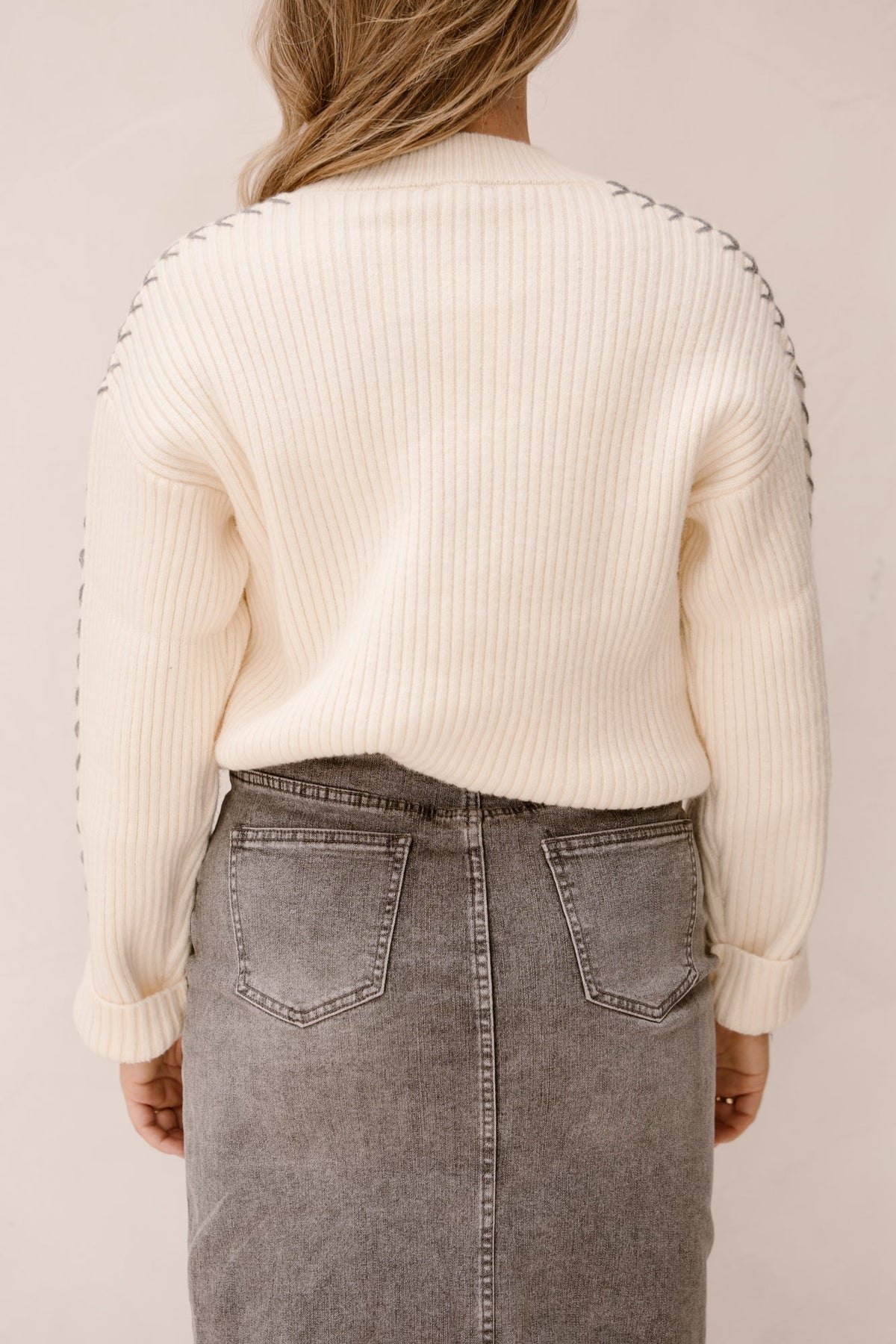 SL knit top off white - grey 25518 - Bij Keesje - Smashed Lemon