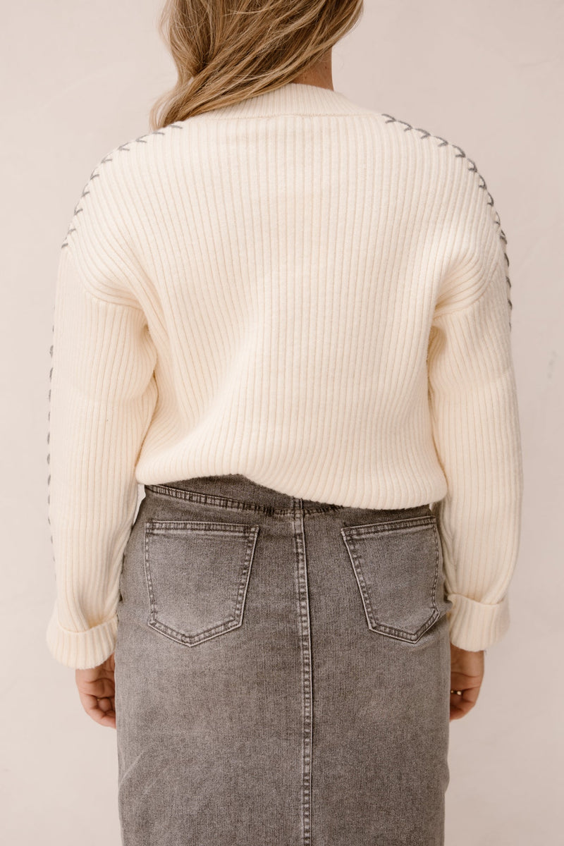 SL knit top off white - grey 25518 - Bij Keesje - Smashed Lemon