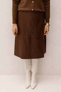 SL Skirt leather brown 26565 - Bij Keesje - Smashed Lemon - rok
