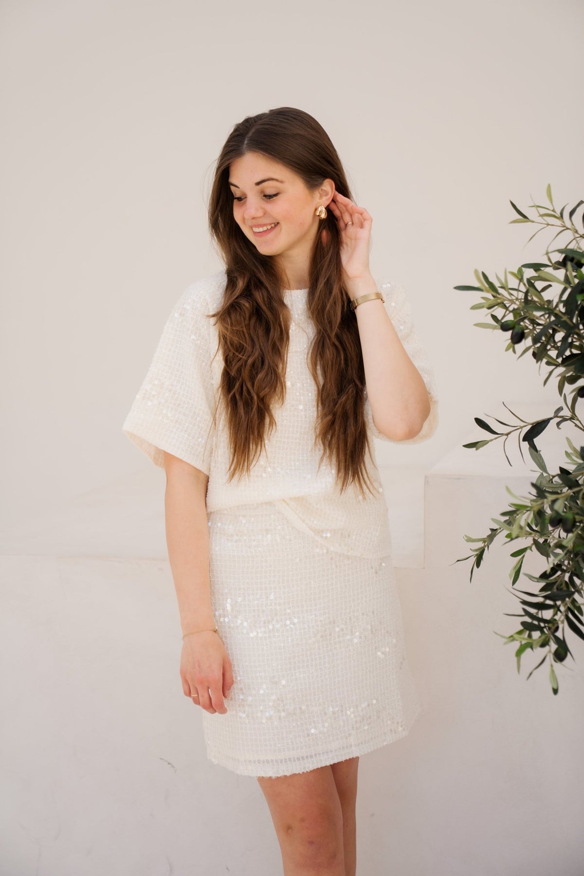 SL skirt off - white / silver 26323 - Bij Keesje - Smashed Lemon - rok