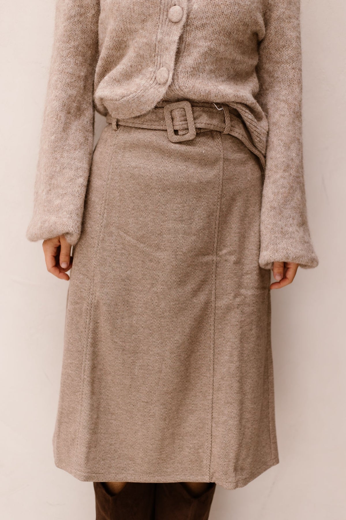 SL Skirt print taupe - 26572 - Bij Keesje - Smashed Lemon - rok