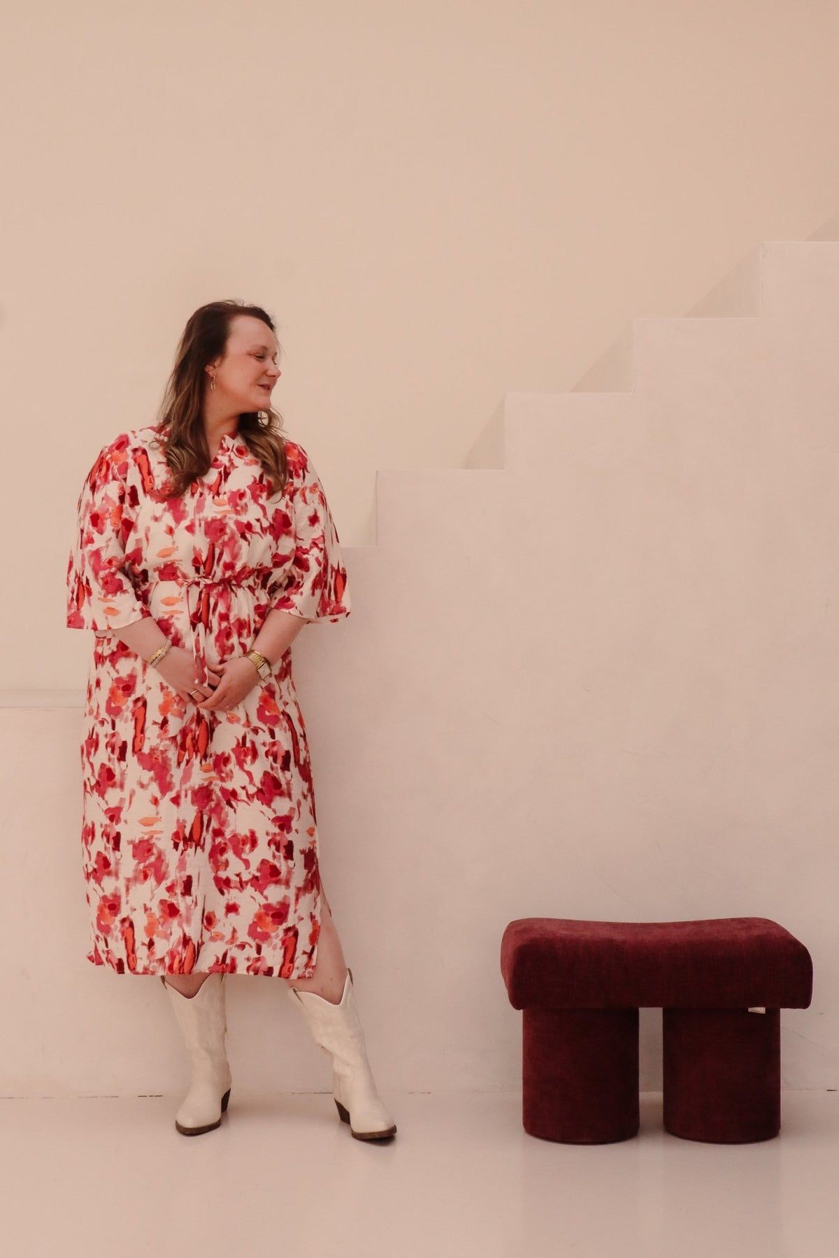 Soraya dress Sand/Grape - Bij Keesje - exxcellent - Jurk