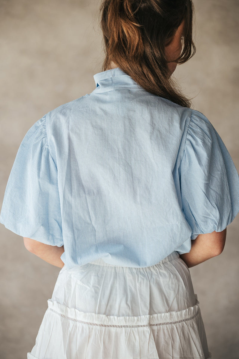 Strik blouse blue/white stripe - Bij Keesje