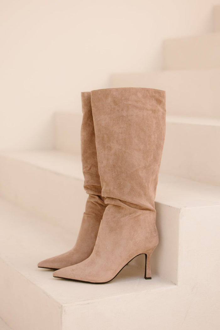 Suedine laars beige - Bij Keesje - Bij Keesje