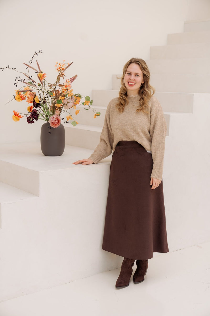 Suedine midi skirt - Bij Keesje - Bij Keesje