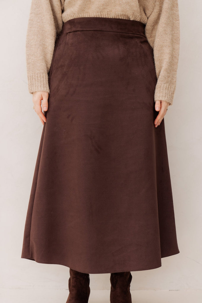 Suedine midi skirt - Bij Keesje - Bij Keesje