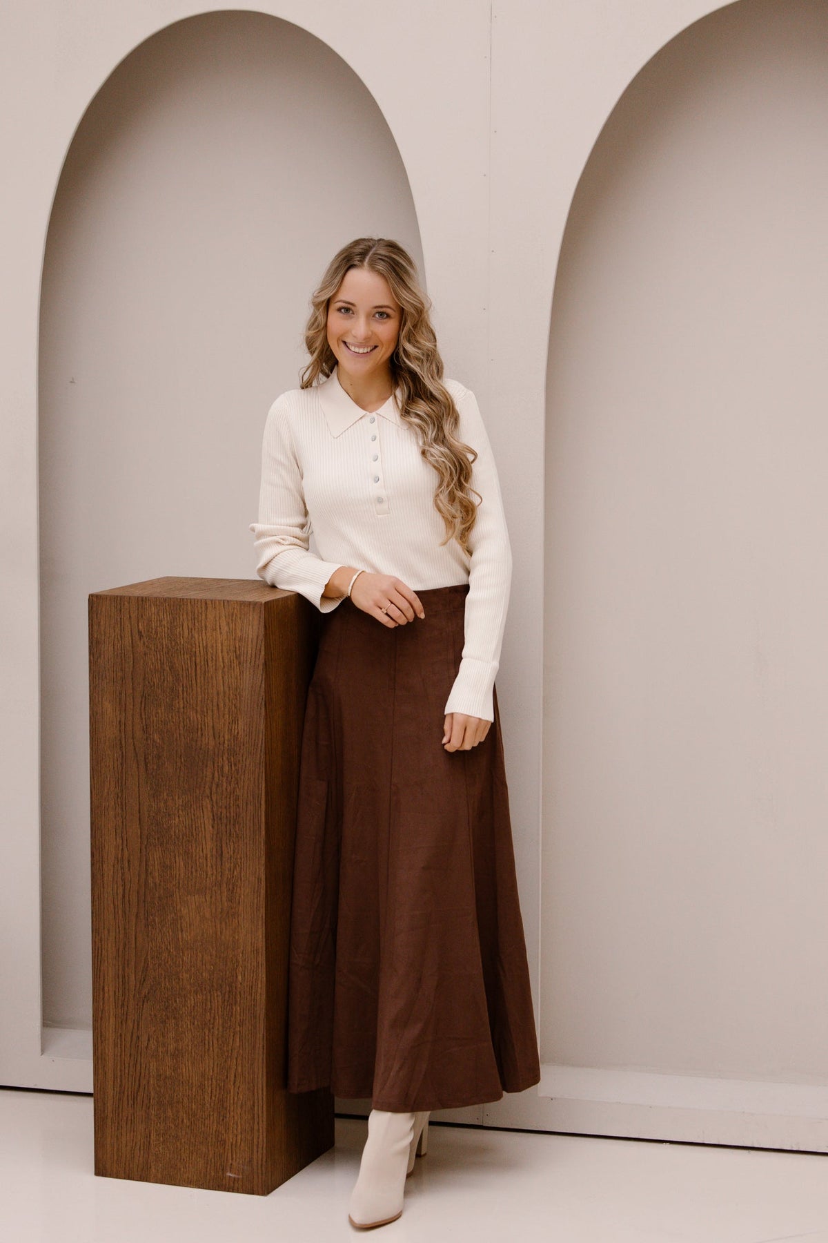 Suedine midi skirt rits - Bij Keesje - Bij Keesje