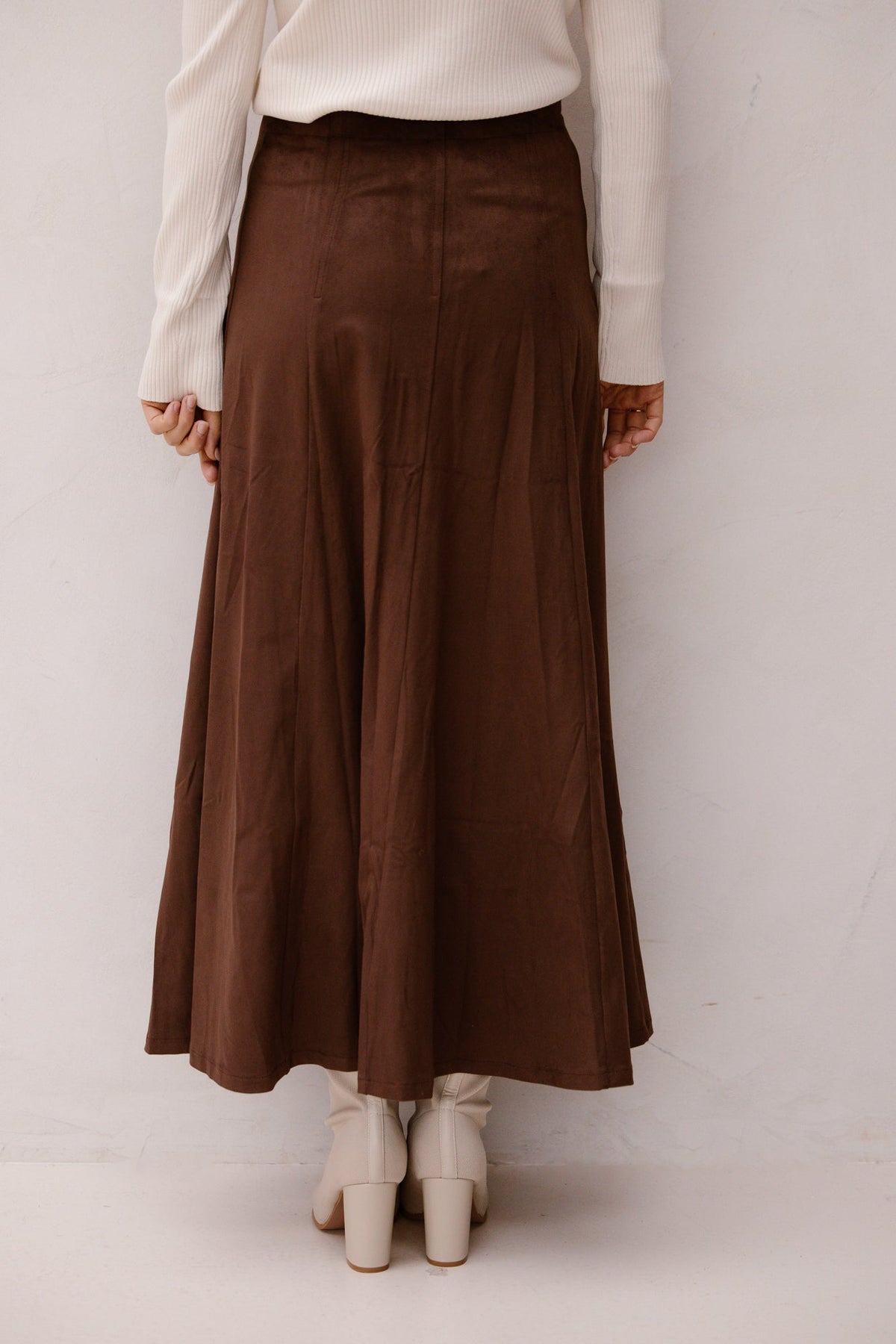 Suedine midi skirt rits - Bij Keesje - Bij Keesje