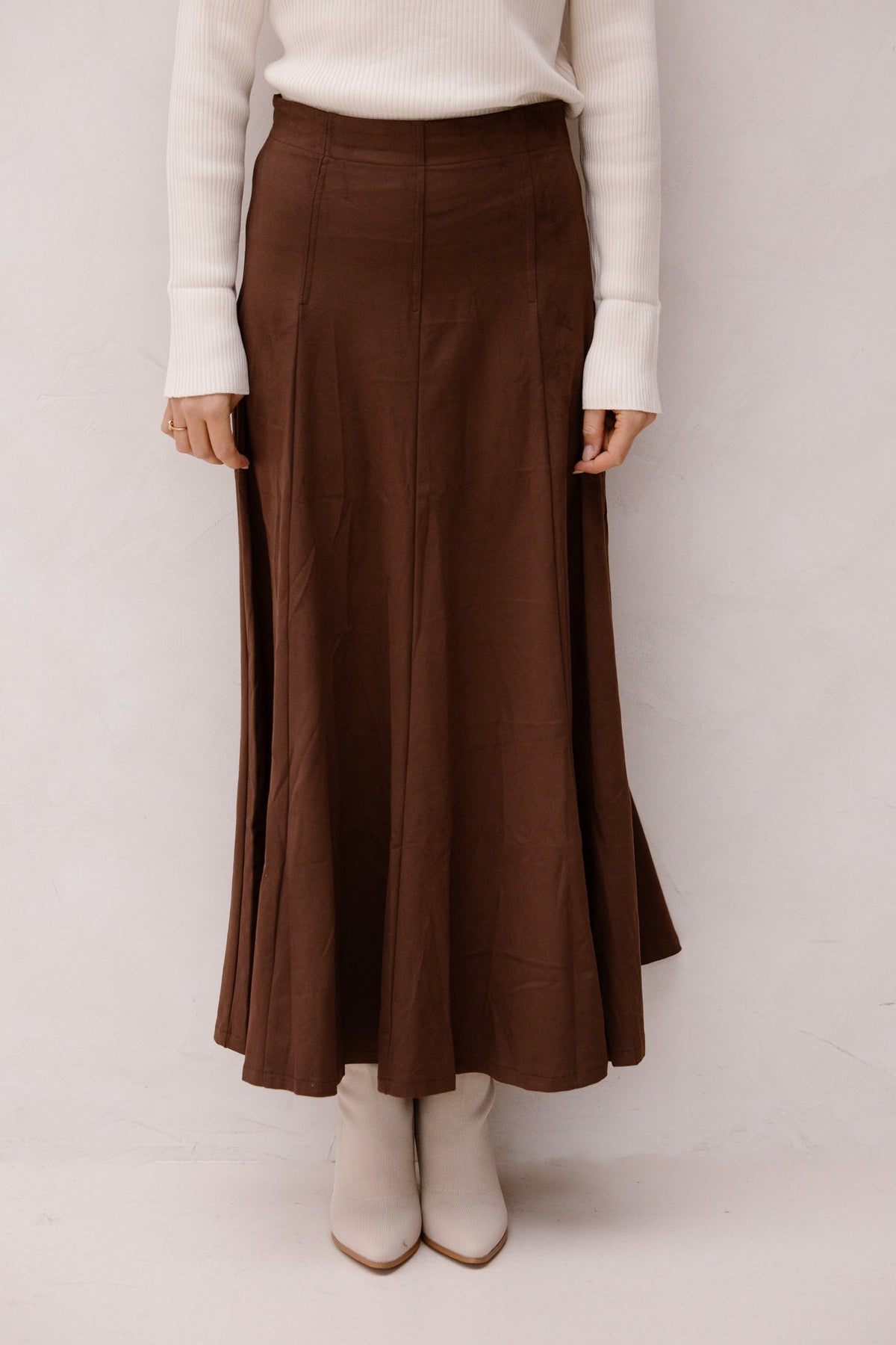 Suedine midi skirt rits - Bij Keesje - Bij Keesje