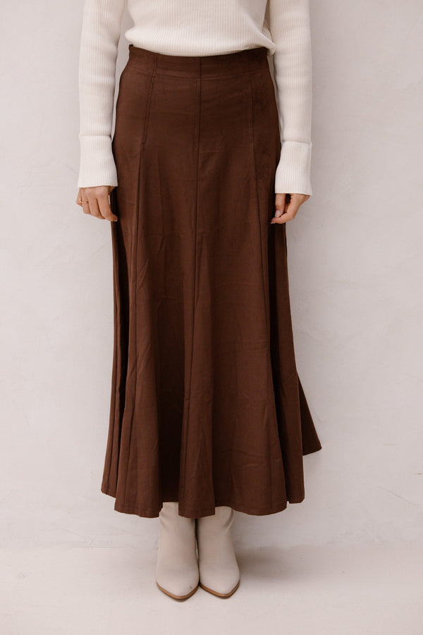 Suedine midi skirt rits - Bij Keesje - Bij Keesje