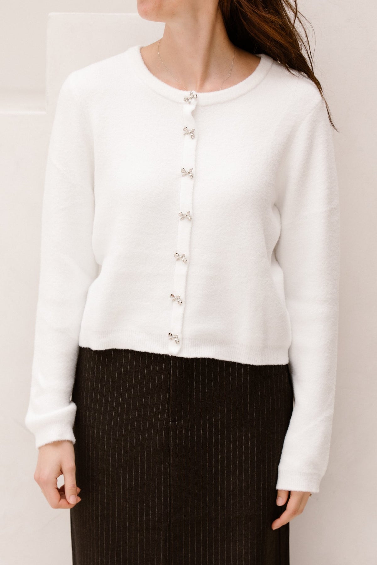 Sweater bow button fake placke off white 719 - Bij Keesje - Esqualo