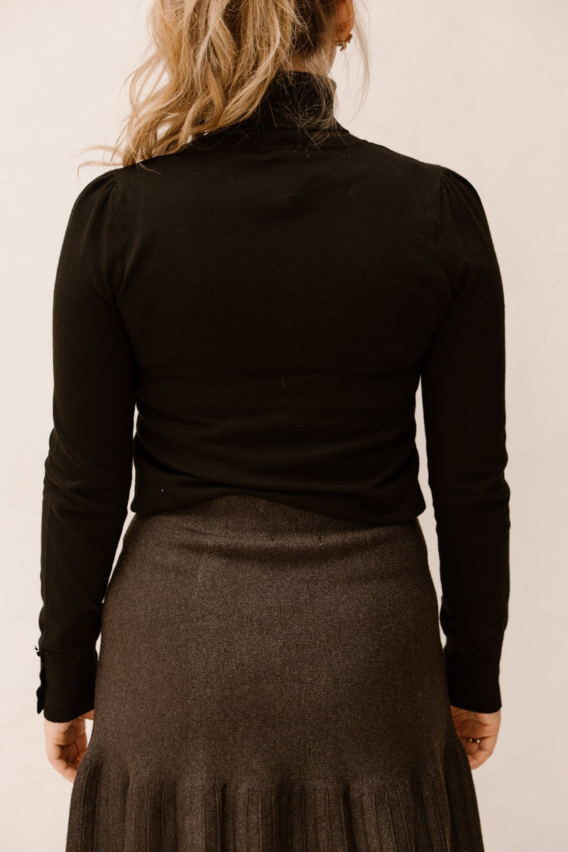 Sweater col buttoned cuff basi black 709 - Bij Keesje - Esqualo