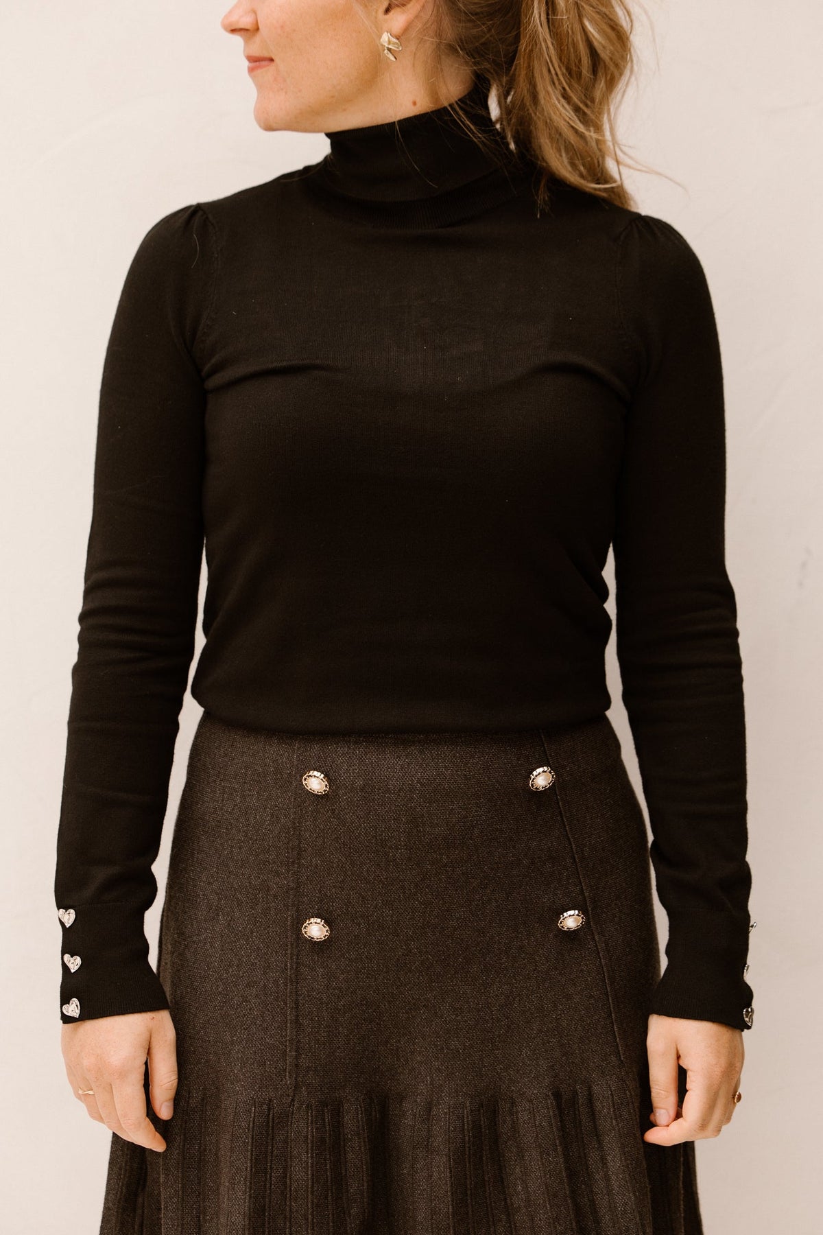 Sweater col buttoned cuff basi black 709 - Bij Keesje - Esqualo