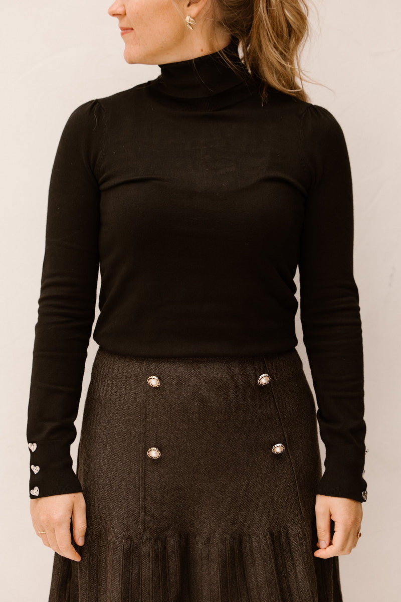 Sweater col buttoned cuff basi black 709 - Bij Keesje - Esqualo