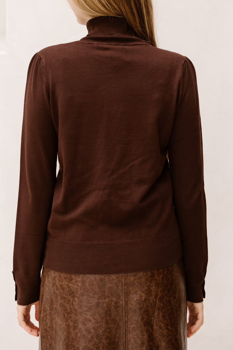 Sweater col buttoned cuff basi choco 709 - Bij Keesje - Esqualo