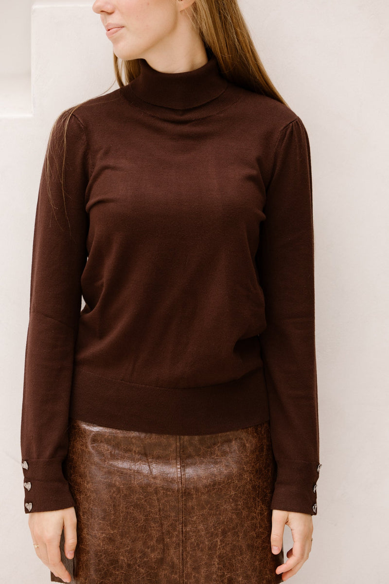 Sweater col buttoned cuff basi choco 709 - Bij Keesje - Esqualo