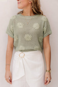Sweater embroiery flower soft green 02220 - Bij Keesje - Esqualo - sweater