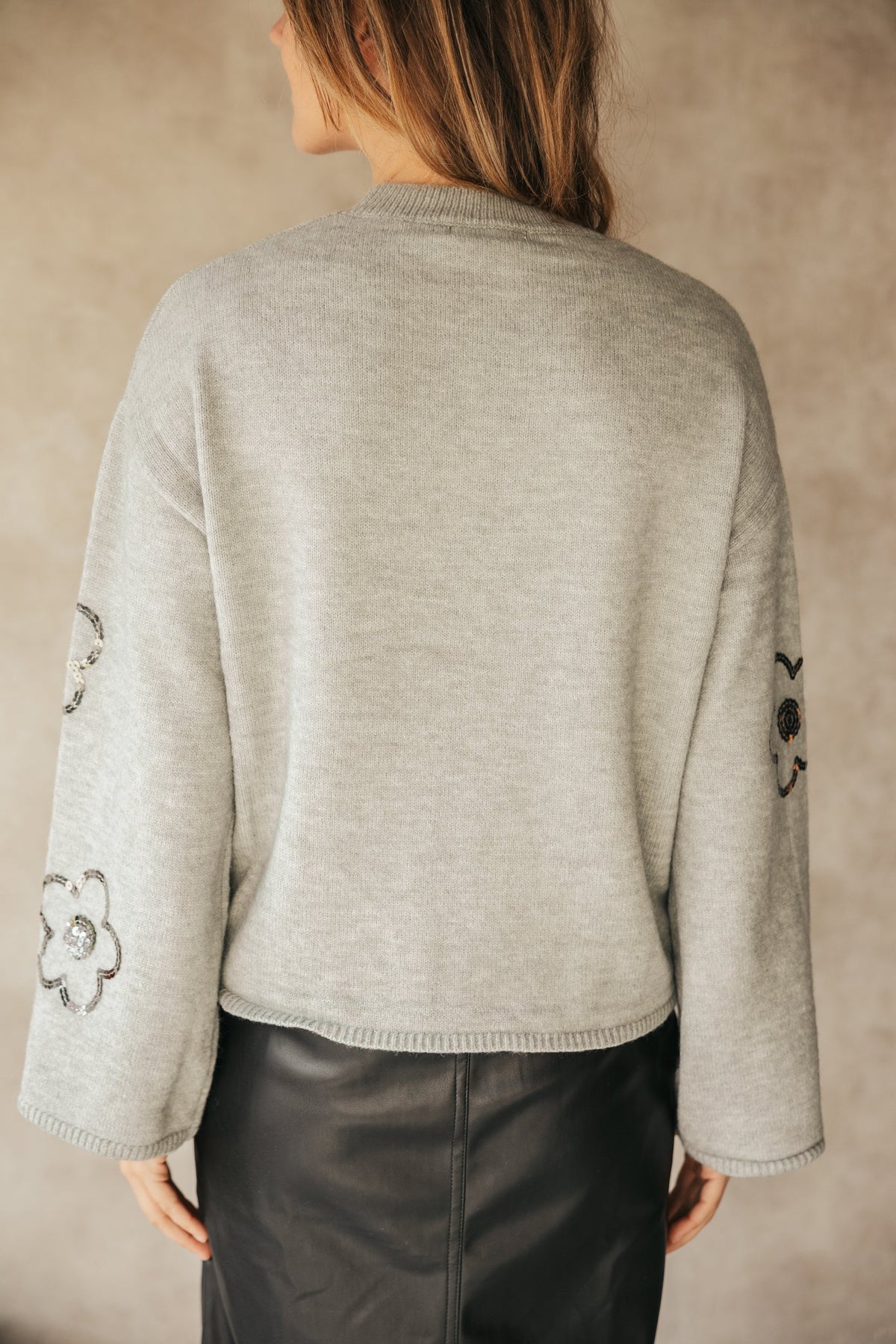 Sweater flower grey - Bij Keesje