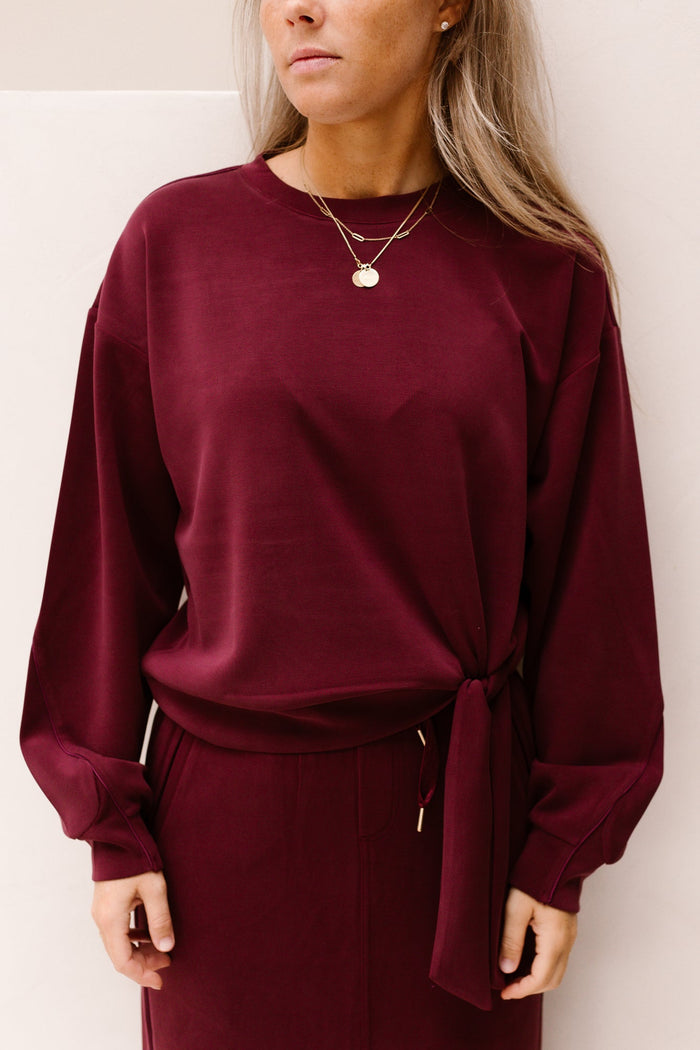Sweater Modal Knot Detail Merlot 05502 - Bij Keesje - Esqualo - sweater