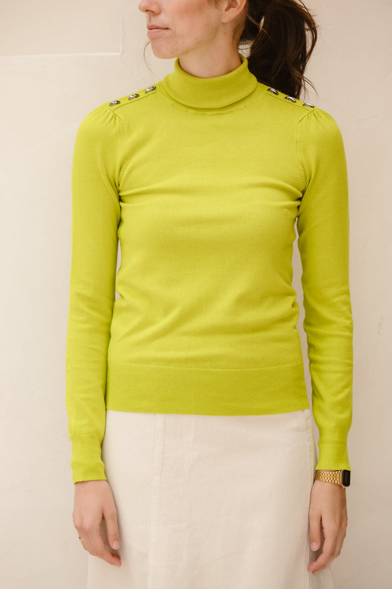 Sweater shlder button col basic city lime F25.07535 - Bij Keesje - Esqualo